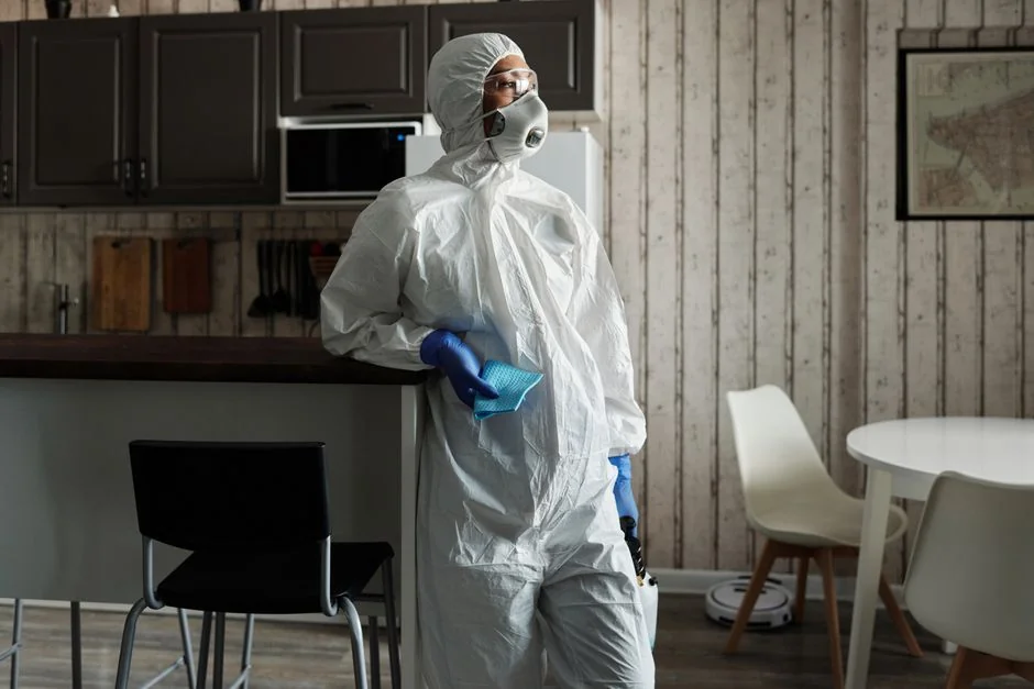 a-woman-in-a-green-shirt-and-black-gloves-vacuuming-a-gray-ottoman-5txz228u4eo